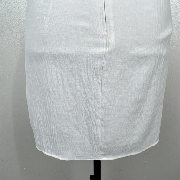 Blue Blush Dress Women Small White Puff Sleeve Ruffled Low V-Neck Mini - Picture 12 of 12